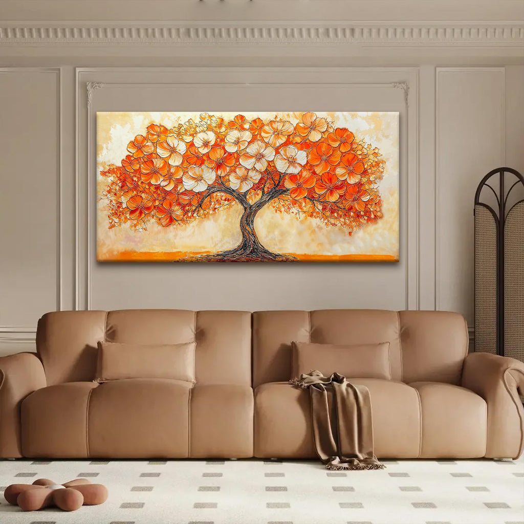 Canvas Art Wall Decor Orange Tree Abstract Wall Art Picture Modern Landscape Abstract Art Painting Home Wall Decor