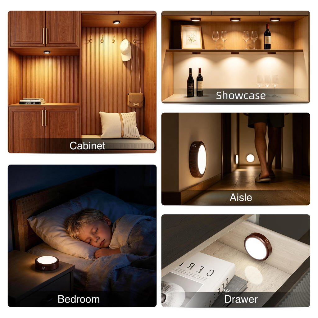 Puck Lights with Remote Control Rechargeable, Full-Screen Wireless LED Under Cabinet Lighting with Light Guide