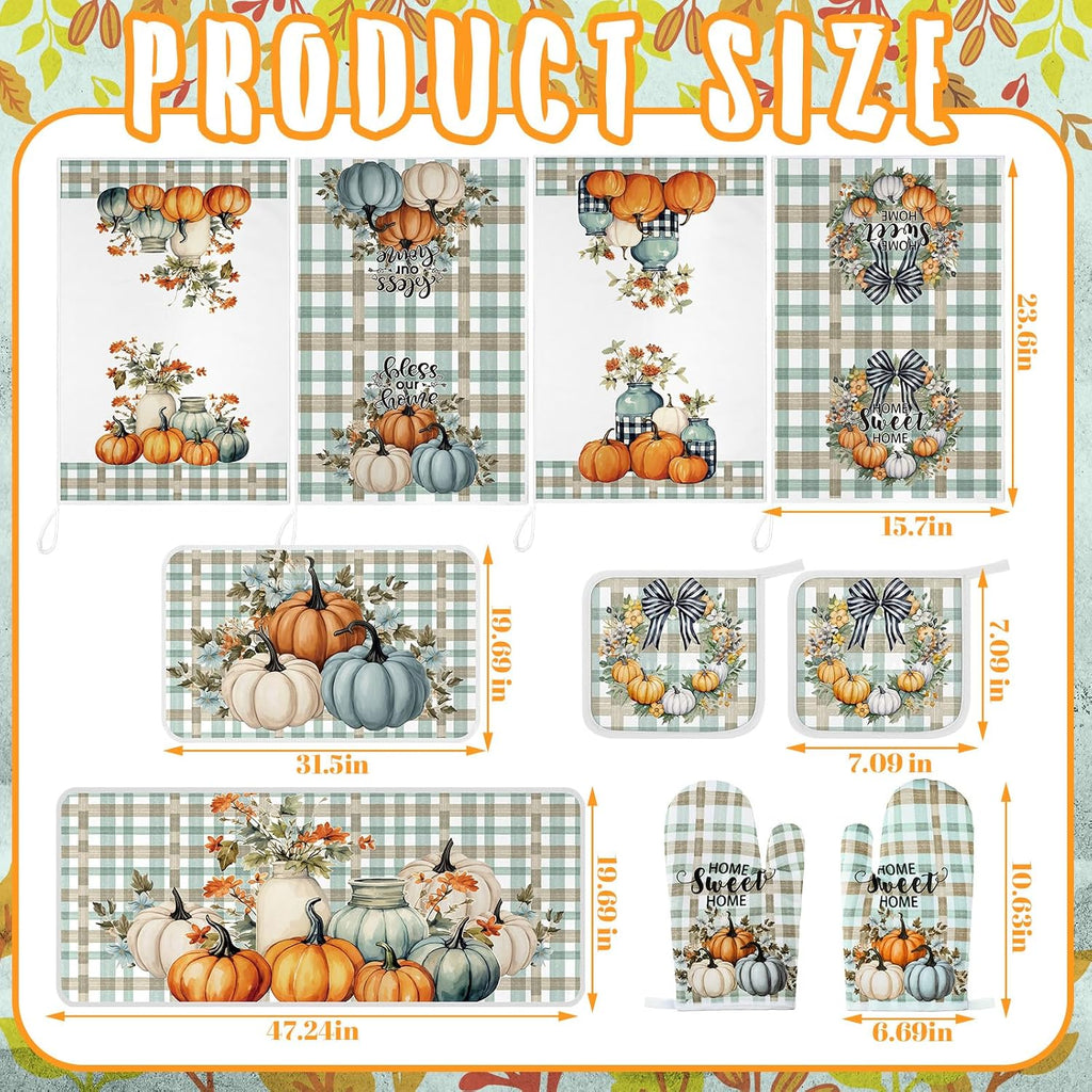 Fall Kitchen Decor Set Pumpkin Kitchen Accessories - Set of 10