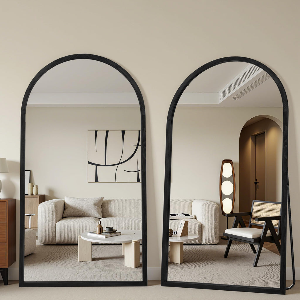 Full Length Mirror, Oversized Floor Mirror with Solid Wood Frame, Large Standing Mirror Living Room, Wood Antique
