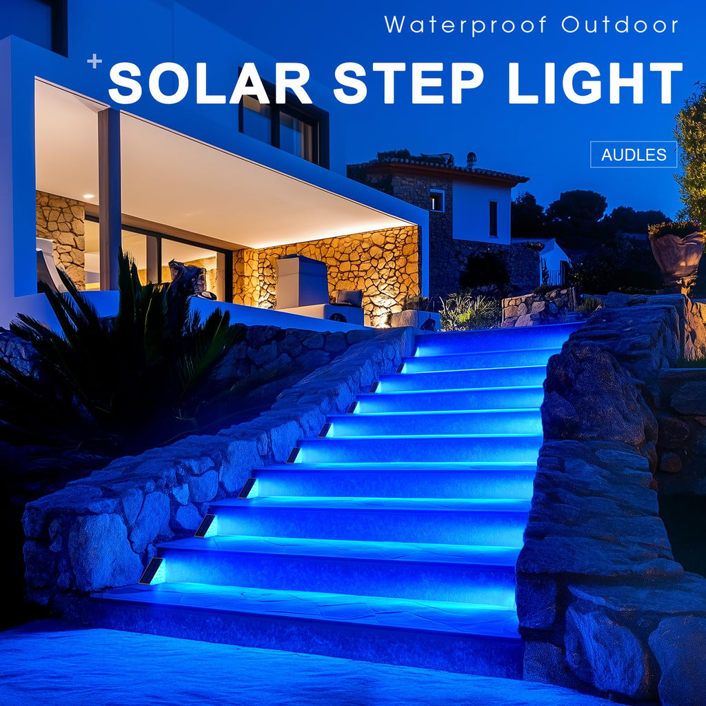 LED Solar Step Lights Waterproof Outdoor Stair Lights, Solar Deck Lights Outdoor Decor IP67 Solar Decoration Lights