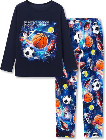 Boys Piece Long Sleeve Pajamas Sport Game Space
