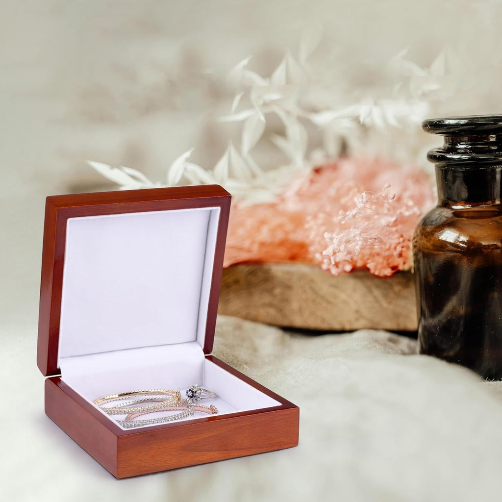 Red and Gold Marble Texture Effect Jewelry Box 7 x 7 inch with 4 inch tile