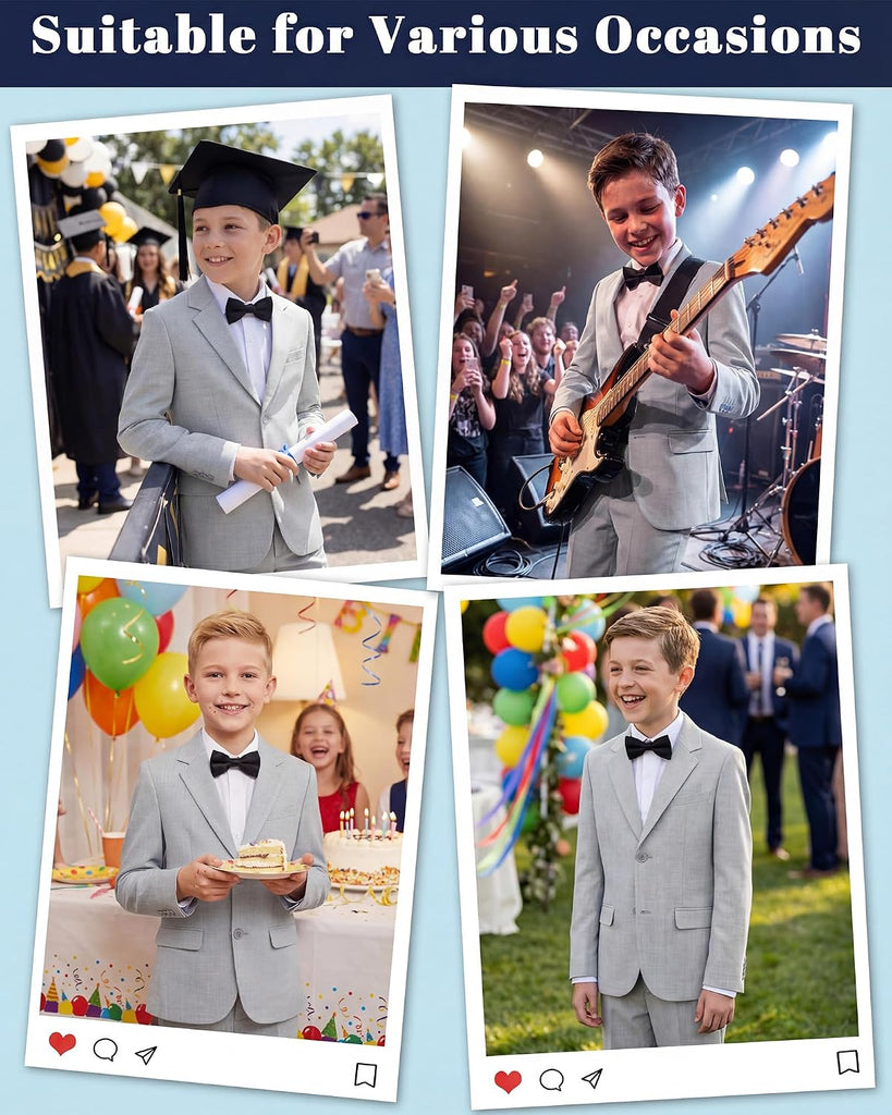 Boys' Slim Fit Suit 3 Pieces:Jacket, Pants, Shirt,Summer Suit Set for Teens Boys Wedding Beach