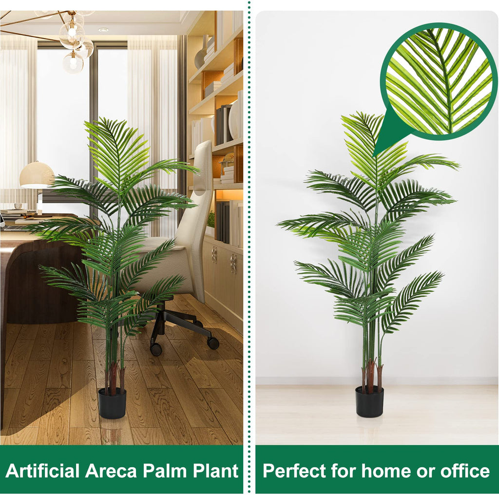 4 Pack Artificial Palm Trees 5Ft, Fake Plants Fake Trees Artificial Areca Palm Plants for Outdoor Indoor Faux Palm