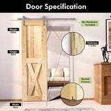 5-in-1 Design Solid Natural Pine Wood Barn Door, 26in Wide 84in High, Unfinished and Unassembled, wi