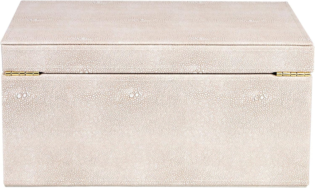 Faux Leather Decorative Box, Large Wooden Structure Keepsake Box Accessory Organizer Jewelry Organizer with Hinged