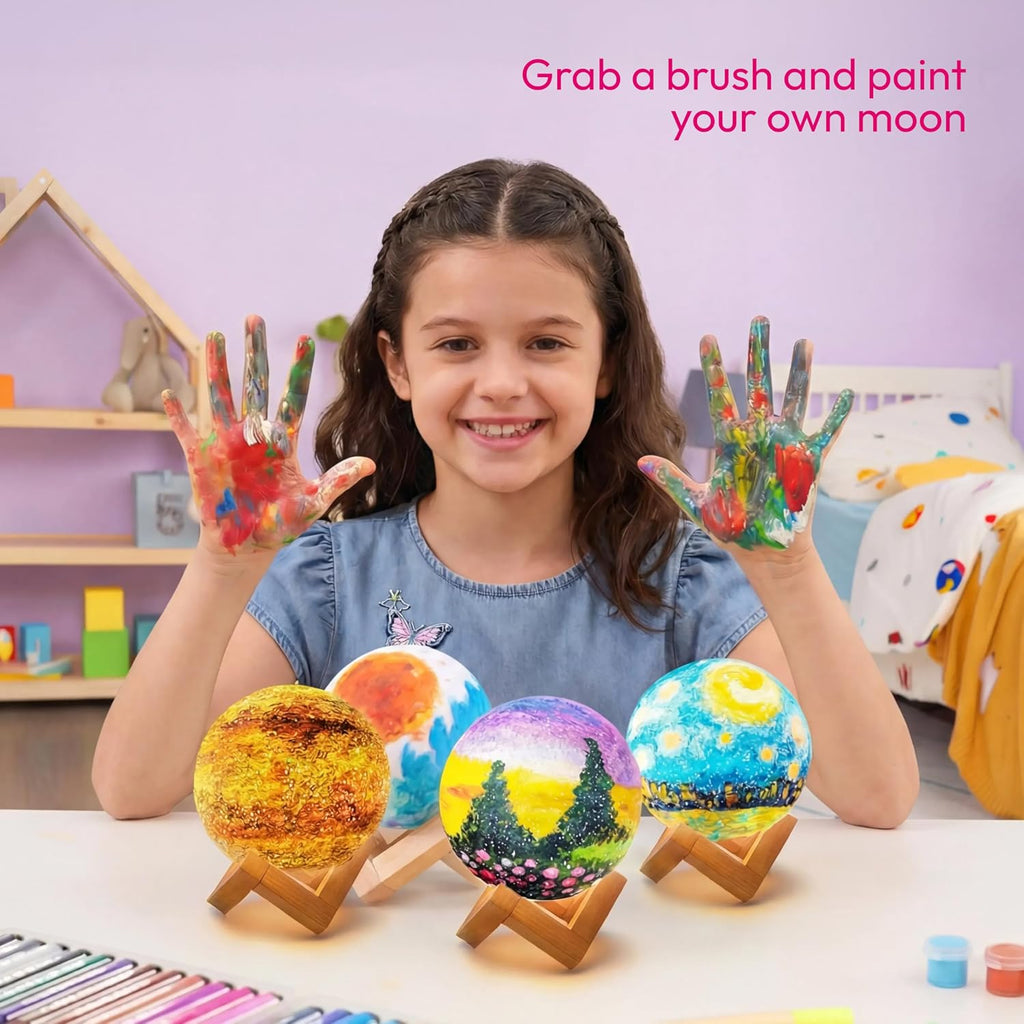 DIY 3D Moon Night Light, Paint Your Own Moon Lamp Kit Galaxy Lamp Arts and Crafts Kit, School Activities, Birthday