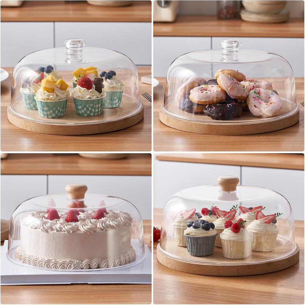 11-inch Plastic Acrylic Cake Dome Cover, Suitable for Cake Stand Plates Transparent Cake Cover(Transparent Handle)