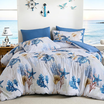 Coastal Comforter Set, Beach Ocean Bedding Bed in a Bag