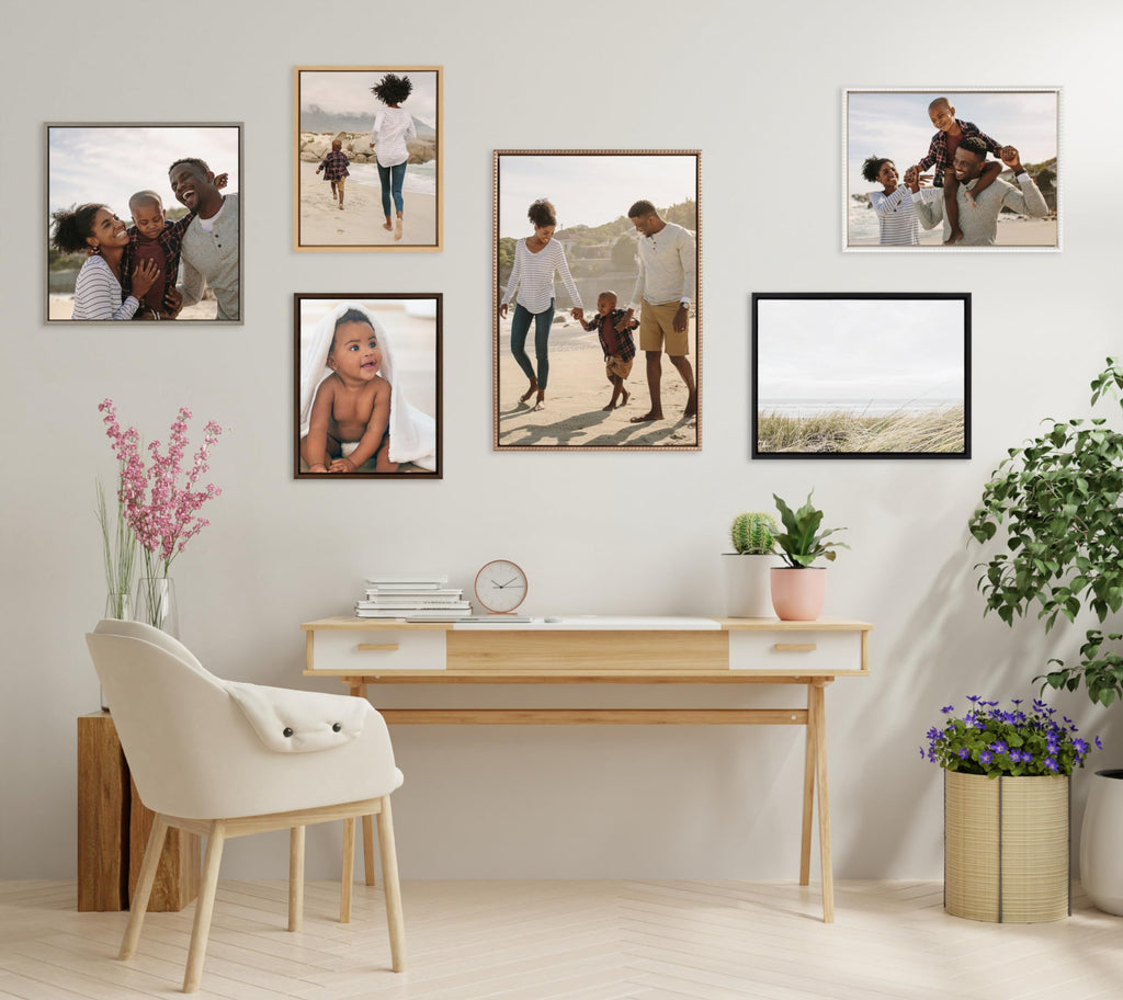 Custom Printed Framed Canvas Wall Art, 22x22 Bright Gold, Sylvie Square Personal Canvas Print with Your Photos