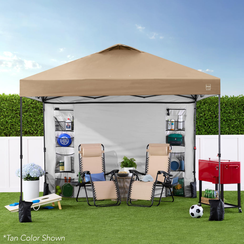 10x10 Pop Up Canopy Tent with Sidewall, Silver