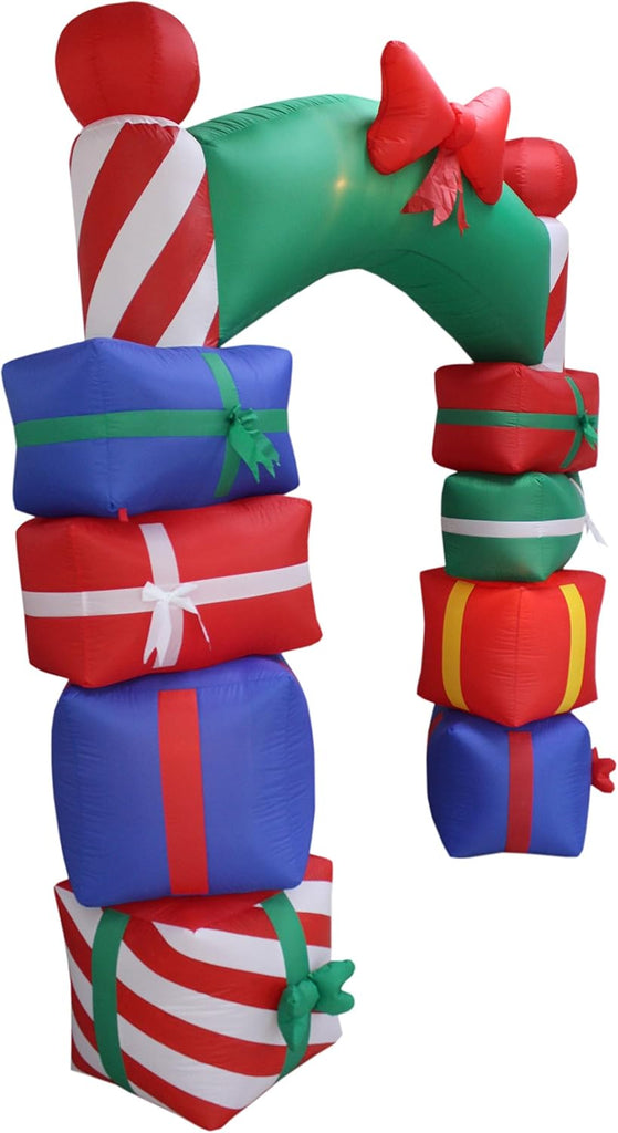8 FT Tall Lighted Christmas Inflatable Stacked Colorful Gift Boxes Archway