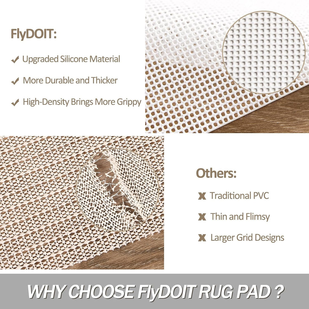 Non Slip Rug Pad Gripper 5 x 7 Feet Extra Strong Pads for Any Hard Surface Floors, Ultra Thick Area Rug Grippers - Set of 35