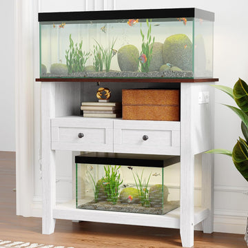 20-29 Gallon Aquarium Stand with Charging Station, 660LBS Heavy Duty Fish Tank Stand with Drawers & Open Storage