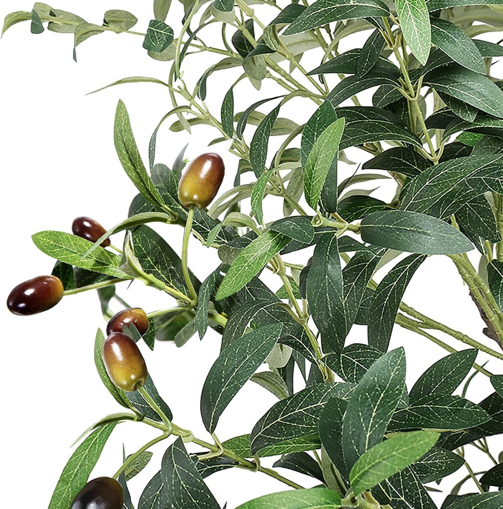 Artifical Tree 6FT Faux Olive Tree Home Decor Fake OliveTree Indoor with Natural Trunk and Lifelike Fruits in a Pot - Set of 2