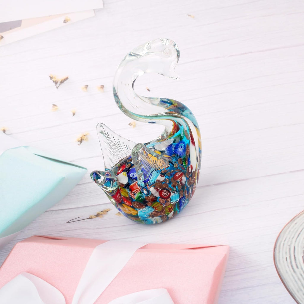 Art Glass Murano swan Figurine Blown Animal Sculpture Statue Paperweight Gift Collectible Home Desk Decoration