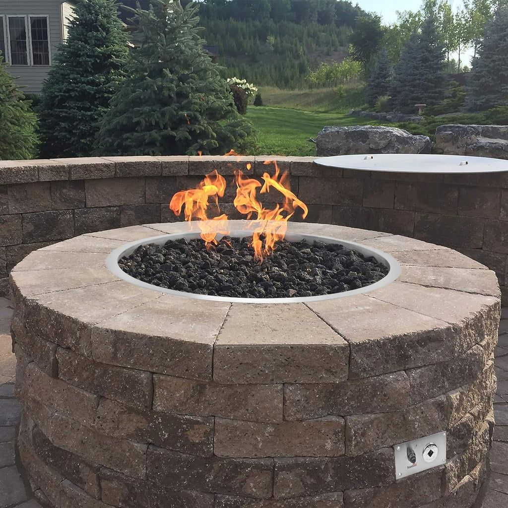 19 Inch Drop-in Round Fire Pit Kit with Spark Ignition Kit, Propane Gas Version, 304 Stainless Steel