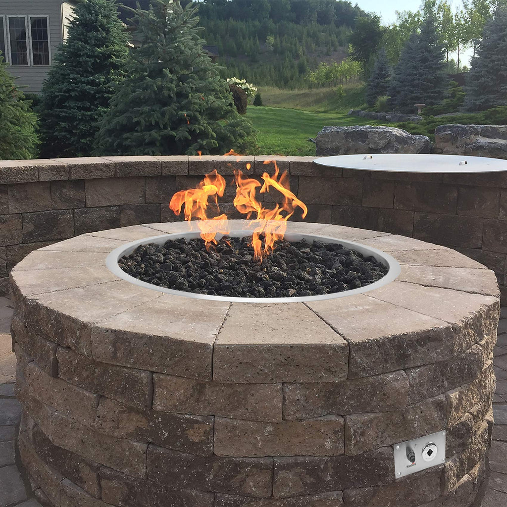 31 Inch Drop-in Round Gas Fire Pit Kit with Spark Ignition Kit
