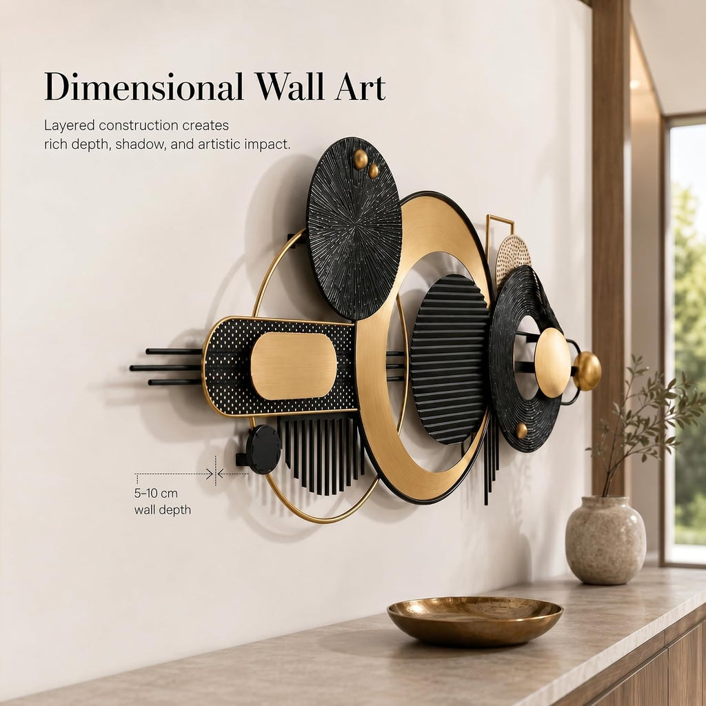 59x22in Large 3D Metal Wall Art,Geometric Design