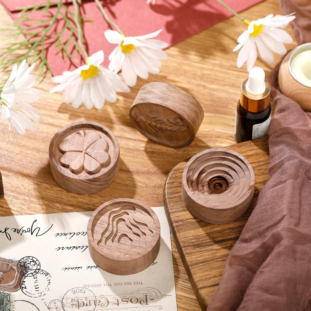 4 Packs Wood Essential Oil Diffuser Small Passive Oil Diffusers Aromatherapy Round Wooden Grain Portable Air