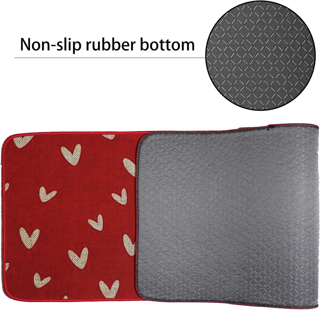 Valentine's Day Heart-Shaped Kitchen Carpet and mat Set, Two-Piece Kitchen Home Decoration, Happy Home Decoration on - Set of 2