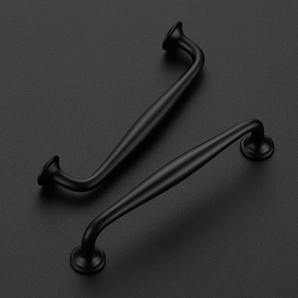 Matte Black Cabinet Handles Solid Pulls 5 Inch 10 Pack
