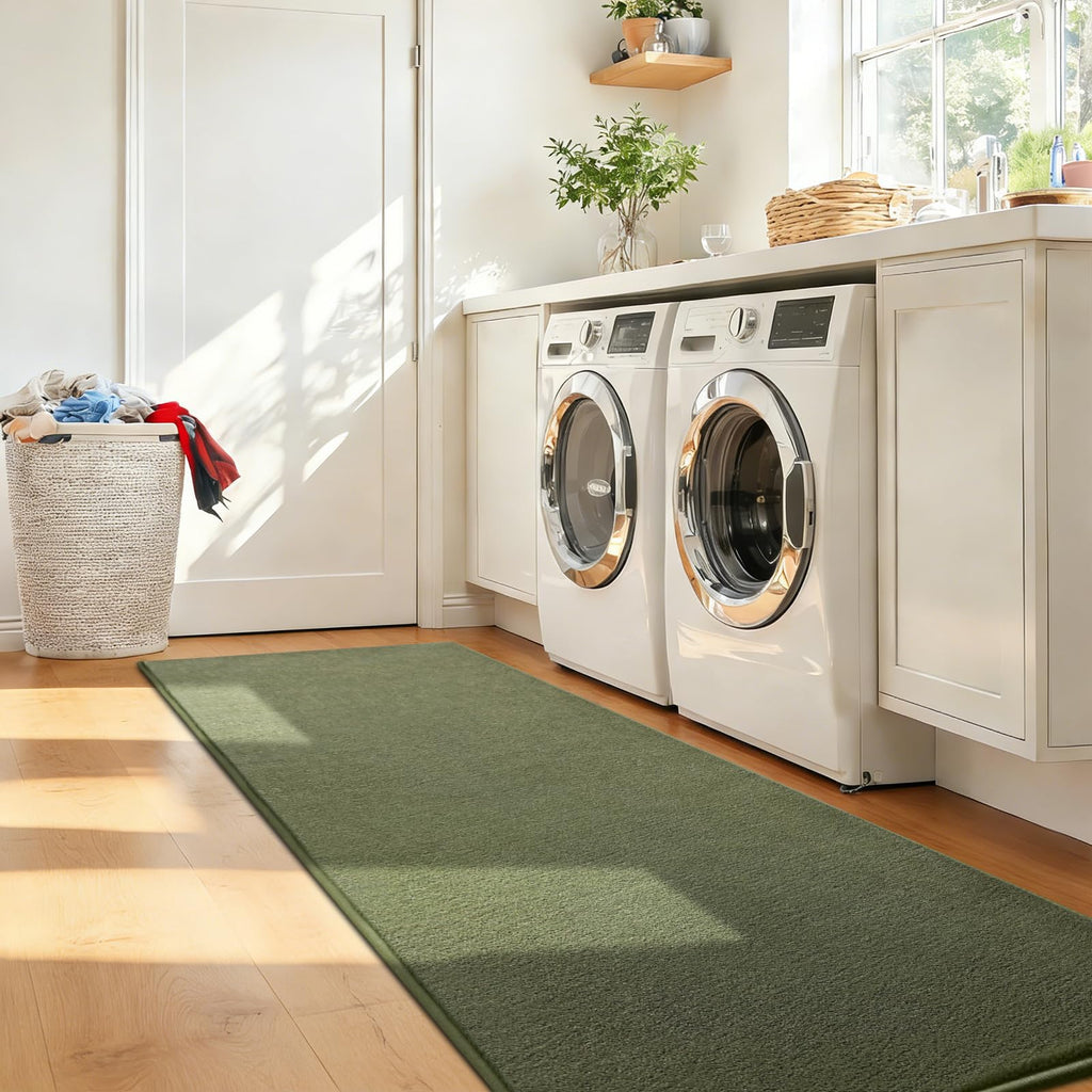 Soft Runner Rug, Washable and Non-Slip, Green