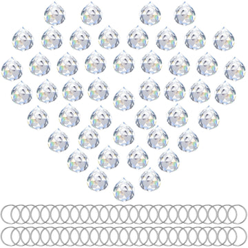 48 Pcs Clear Crystal Ball Prism Suncatcher Sun Catcher Crystal Prisms for Chandeliers Rainbow Pendants Maker Hanging