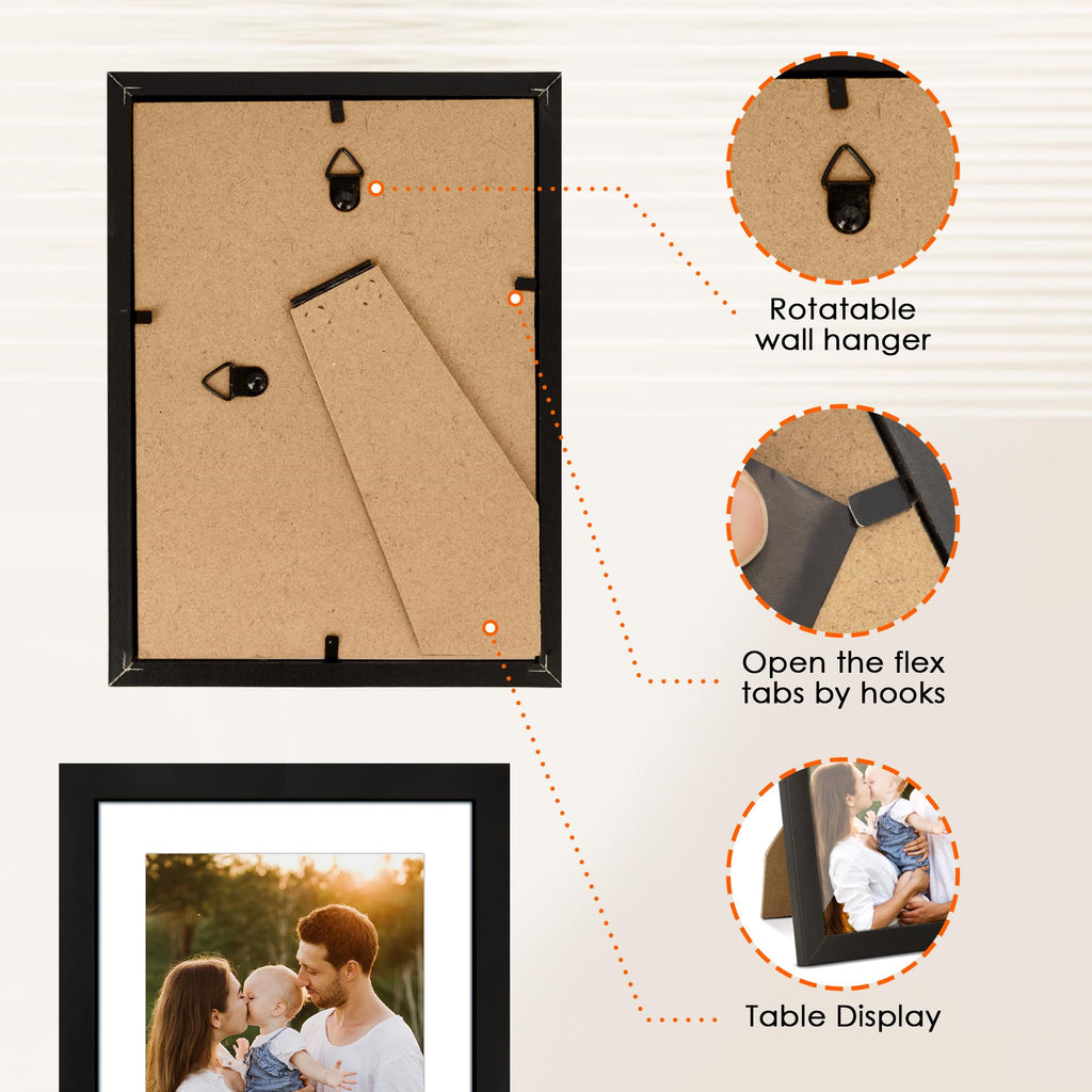 5x7 Picture Frame Set of 10, Photo Frame Bulk with HD Plexiglass, Display Pictures 4x6 with Mat or 5x7 Without Mat
