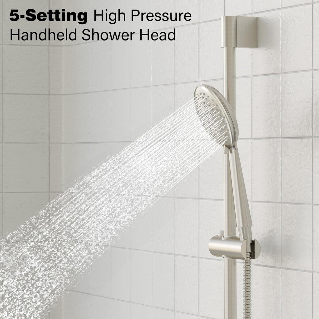 Shower System, Slide Bar Shower Faucet Set, 12", Brushed Nickel