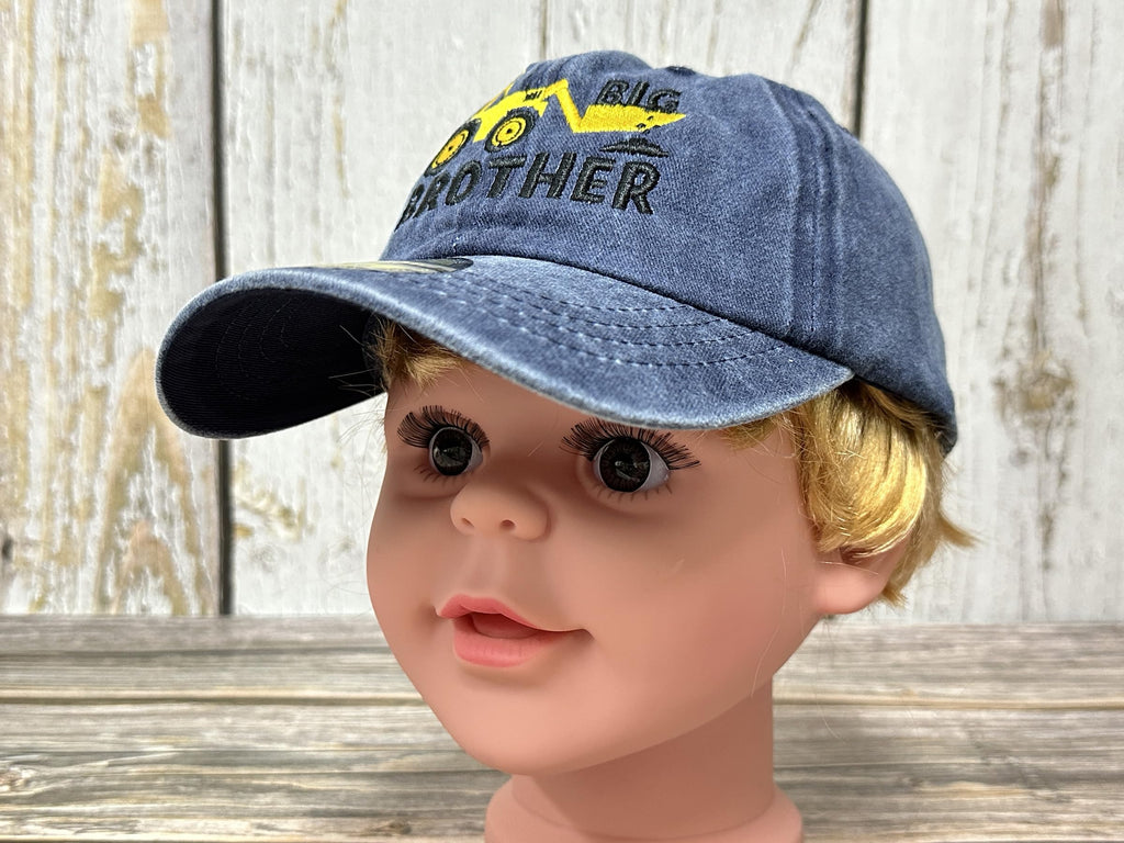 Big Brother and Excavator Embroidered Baseball Cap Gift for Boy