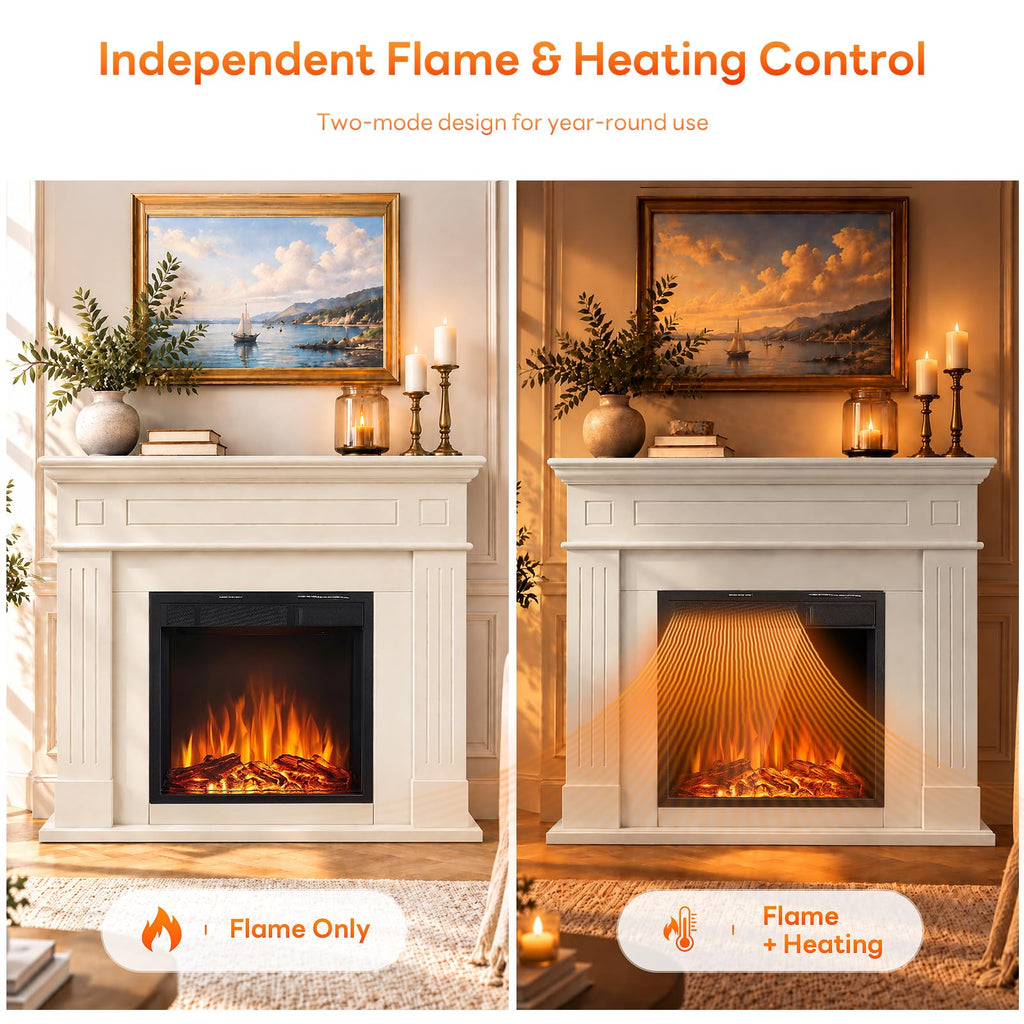 Electric Fireplace with Mantel, Classical Cream, (43inch)