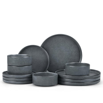 Dinnerware Sets for 4, 12-Piece Reactive Glaze Plates and Bowls Sets