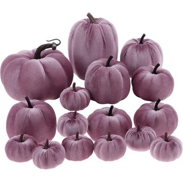 16Pcs Thanksgiving Artificial Velvet Pumpkins Foam Pumpkin Decor