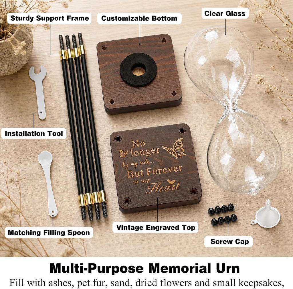Personalized Hourglass Cremation Urns for Human Ashes, Fillable Memorial Hourglass Keepsake Urns for Ashes Small Urn