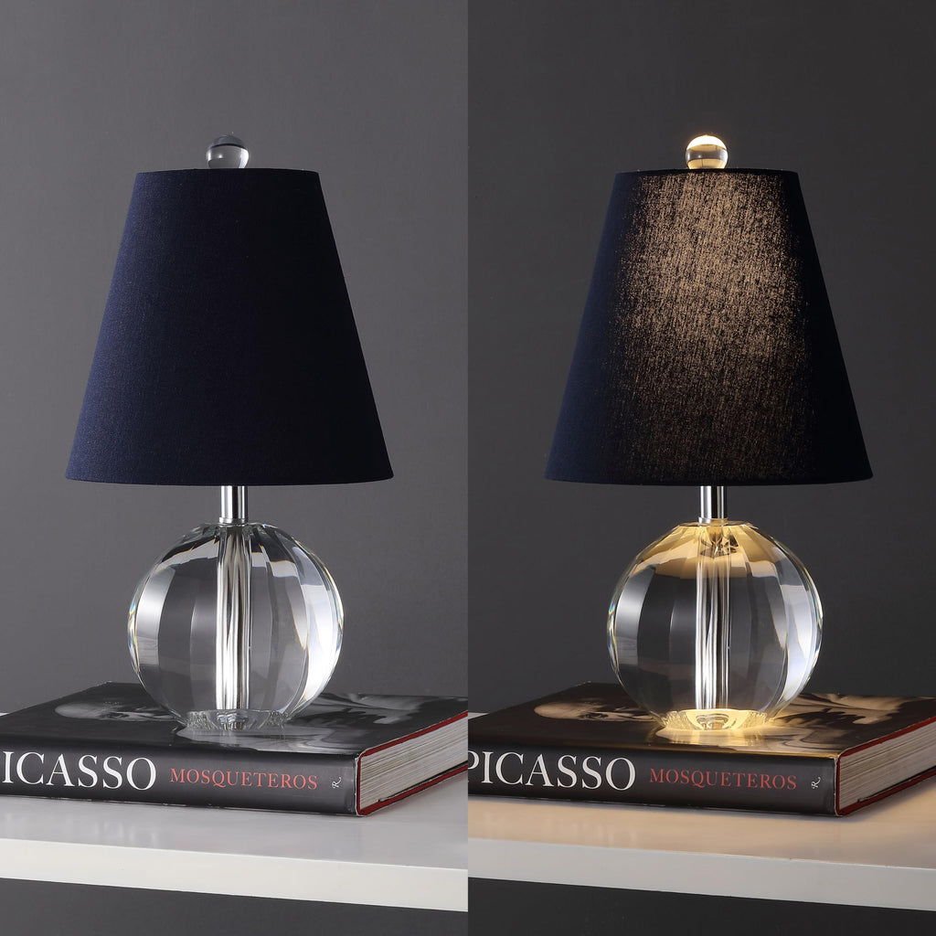 Goddard 16" Crystal Ball Orb Metal LED Table Lamp, Clear/Navy