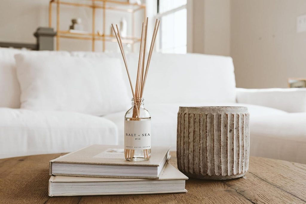 Salt & Sea Reed Diffuser Set - Sea Salt Citrus & Musk Amber Scent Diffuser - Reed Diffusers with Long Lasting