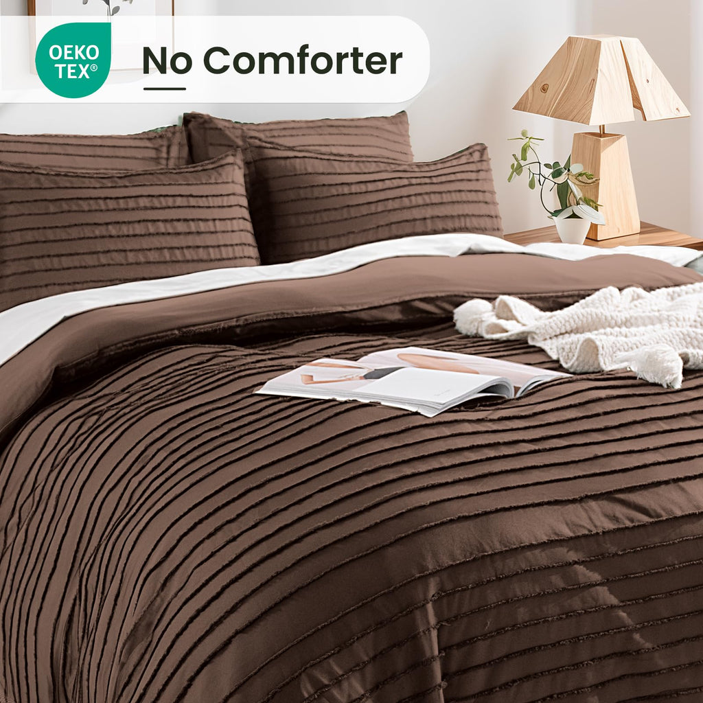 Duvet Cover Queen, 3 Pieces Boho Tufted Duvet Cover Set, Soft and Lightweight 100% Washed Microfiber Comforter Cover