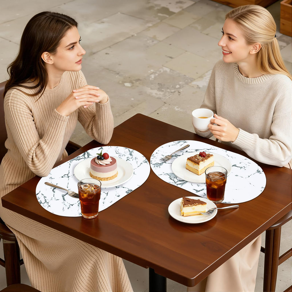 Heat Resistant Oval Placemats Set of 4, Marble
