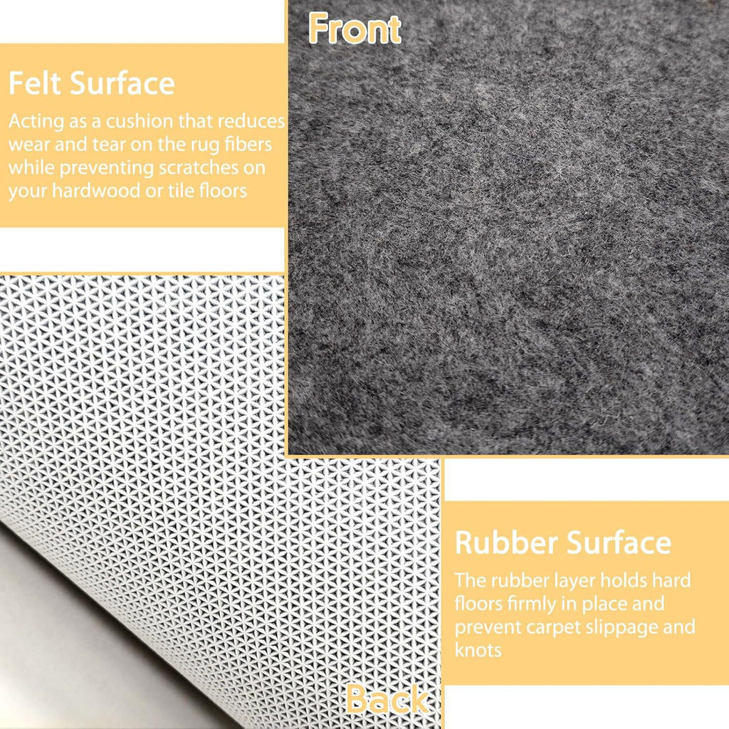 5x7 ft Rug Pad, Waterproof & Non Slip Rug Pads Felt + Rubber Backing, Under Rug Carpet Non Slip Pad for Hardwood - Set of 35