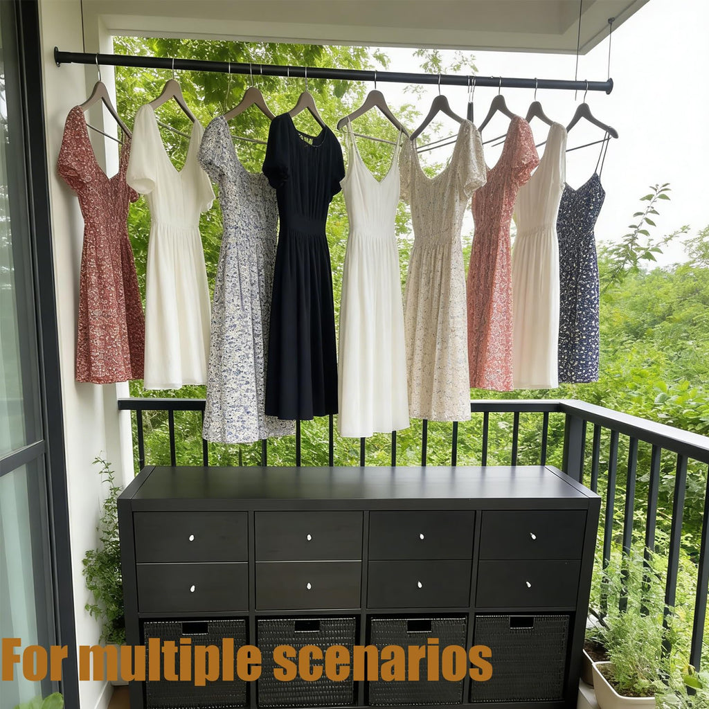 Closet Rods for Hanging Clothes,17-70 Inch Adjustable black Closet Rods