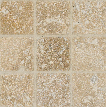 4 by 4-Inch Tumbled Travertine Tile, Troy, 5-Total Square Feet