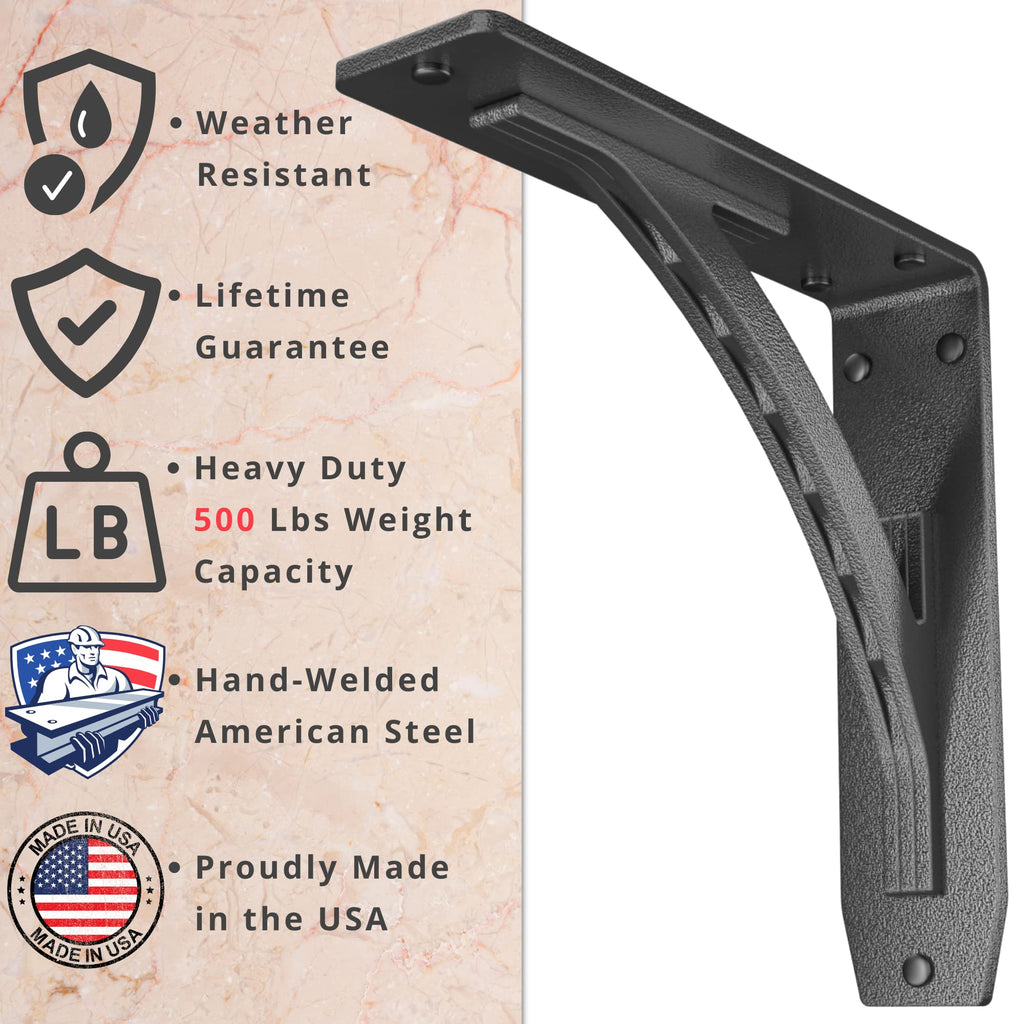 Designer Heavy Duty Metal Shelf Brackets (2 Each) - Fireplace Mantel Corbels, Shelf Brackets and Counter Supports