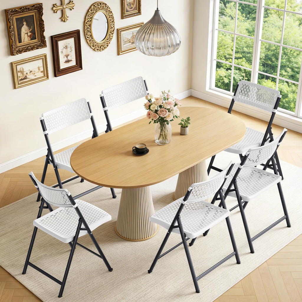 Folding Chairs 16 Pack, White Folding Chairs with Breathable Plastic Mesh Back & Seat, Sturdy Metal Frame Support up
