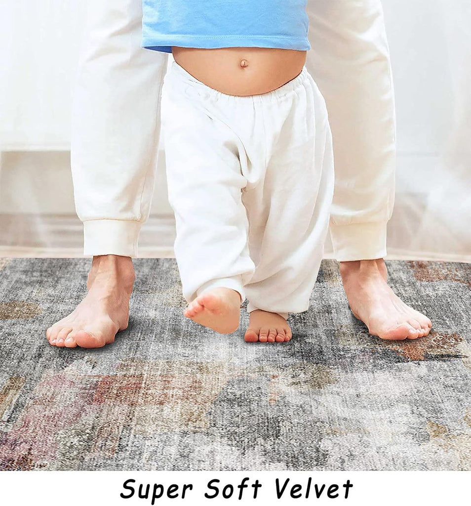 Washable Rug, Ultra Soft Area Rug 6x9, Non Slip Abstract Rug Carpet, Stain Resistant Rugs Bedroom, Modern Fluffy Rug