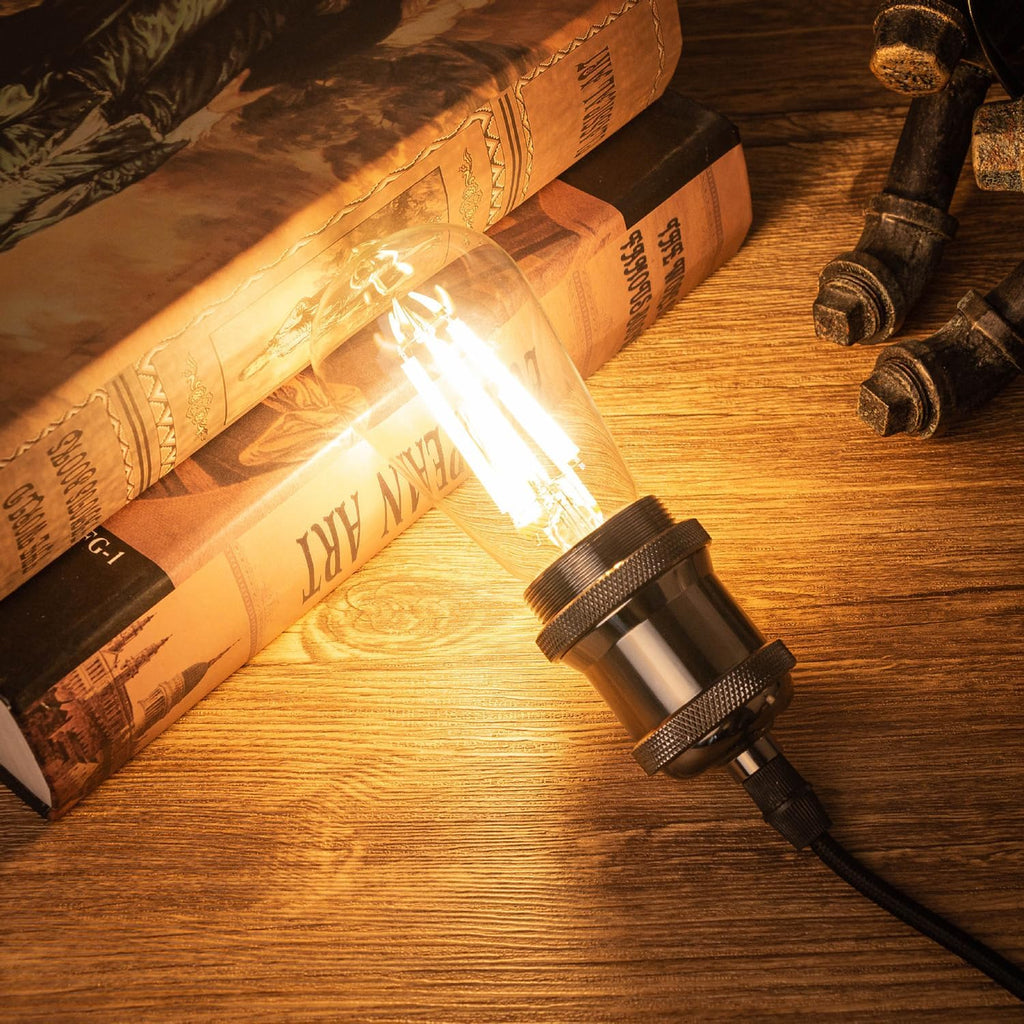 ST58 Vintage LED Edison Bulbs, 12W 6-Pack - 100W Equivalent, 1500LM Warm White 2700K, Dimmable E26 Base, 90+ CRI