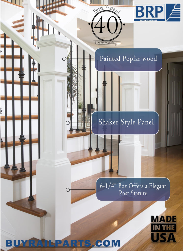 Box Newel Post 6.25" Raised Panel, Poplar