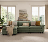 HOME 123'' Modular Sectional Sofa Green Couch Corduroy Cloud Couches for Living Room