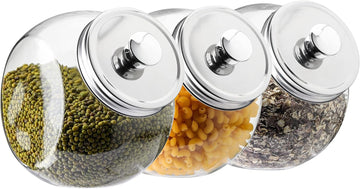 Glass Cookie Jars Counter Glass Penny Jar, Candy Jar with Metal Airtight Lid (55 Ounce) - Set of 3